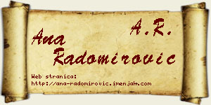 Ana Radomirović vizit kartica